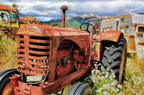 Tractor Old Antique Abandoned Agriculture Machine