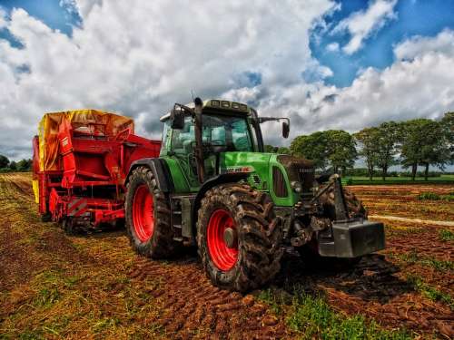 Tractor Grain Mixer Rural Farm Country Countryside