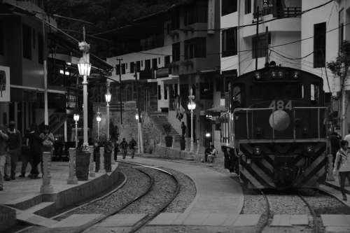 Train Black And White Aguas Calientes Machu Pichu