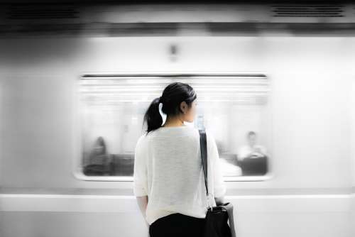 Train Station Cummuter Subway Metro Train Woman