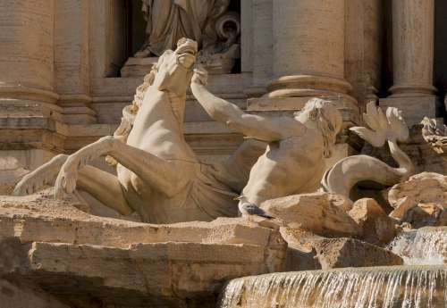 Trevi Fountain Rome Italy Left Detail Landmark