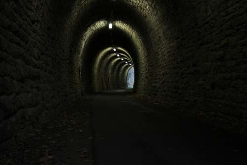Tunnel Gloomy Light Dark Wall Architecture Shadow