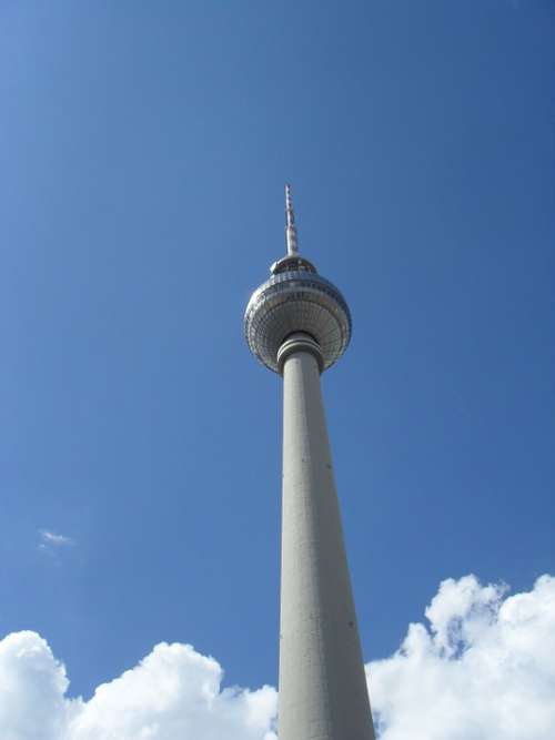 Tv Tower Berlin Blue Sky Places Of Interest Alex