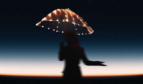 Umbrella Stars Dusk Dawn Star Female Girl Sunset