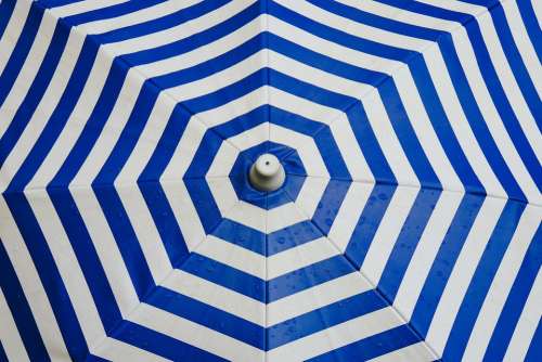 Umbrella Parasol Shade Striped Blue White