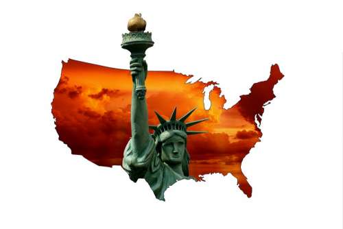 United States Of America Statue Of Liberty Map