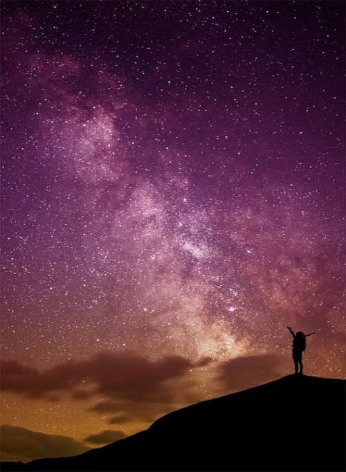 Universe Mountain Sky Night Star Starry Nebula