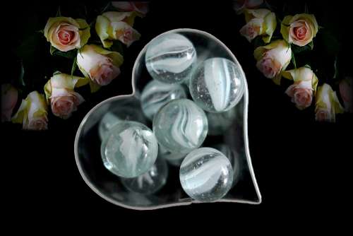 Valentine'S Day Heart Roses Glass Glass Ball