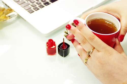 Varnish Red Girl Manicure Beauty Makeup Colorful