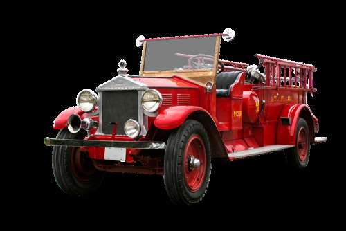 Vehicle Traffic Fire Fire Truck Isolated Oldtimer
