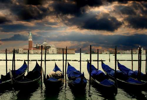 Venice Gondolas Italy Venezia Canale Grande