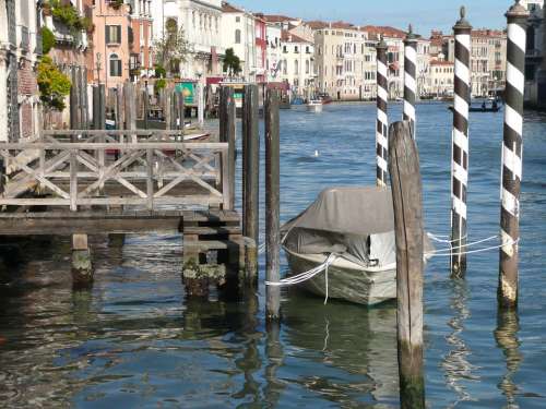 Venice Canal Boat Pier Landing Italy Europe