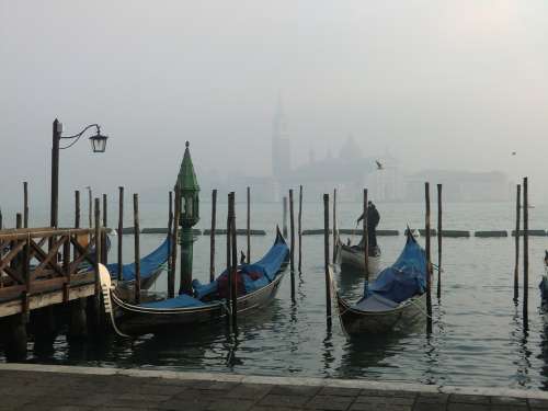 Venice Italy Fog Europe Travel Water Italian