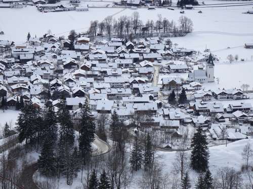 Village Alpine Alpine Village Valley Snowy Winter