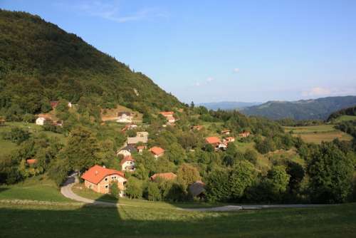 Village Nature Hill Slovenia Summer Spring