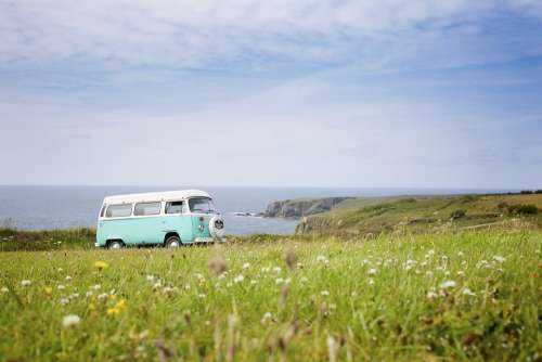 Vw Bus Vw Bully Volkswagen Adventure Sea Grassland