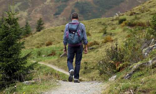 Wanderer Backpack Hike Away Path Mountain Hiking
