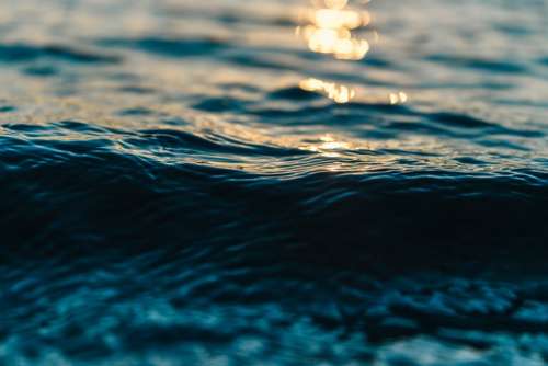 Water Waves Ripples Reflection Swim Blue Sunset