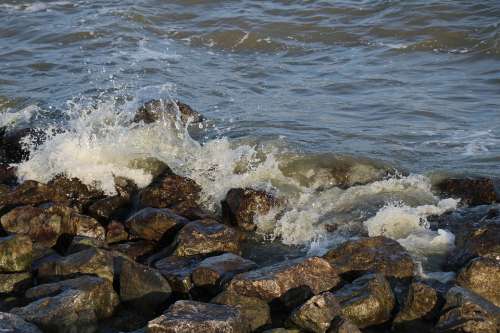 Water Nature Billow Breakwater Spray Stones