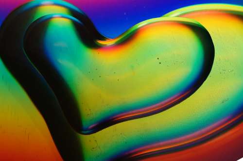 Water Liquid Drop Shiny Spectrum Heart Shape