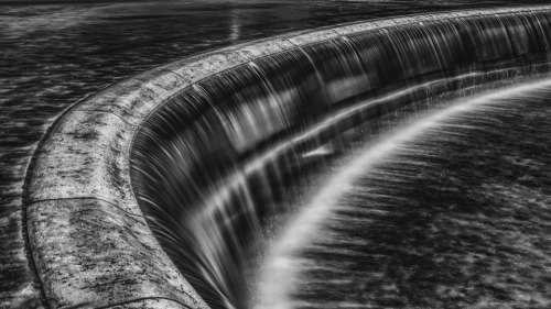 Waterfall Black White Water Waters Water Power