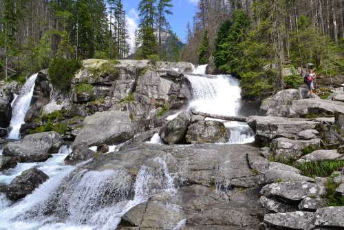 Waterfall Stones River Mountain River Running Water