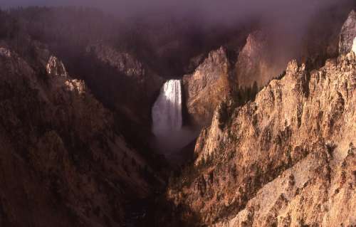 Waterfall Lower Falls Yellowstone River