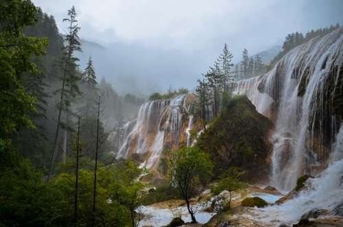 Waterfalls Mountains Nature Landscape Stream