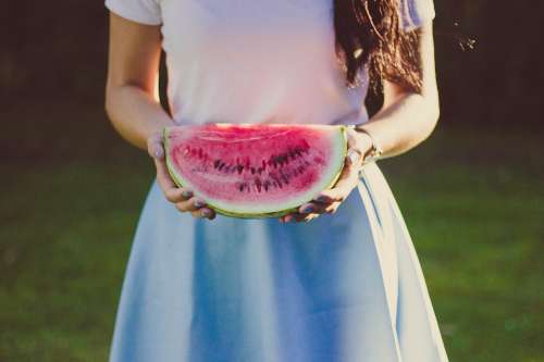 Watermelon Fruit Female Hands Person Holding