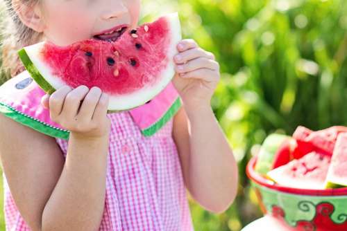 Watermelon Summer Little Girl Eating Watermelon Food
