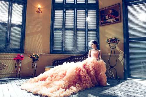 Wedding Dresses Bride Pink Elegant Extravagant