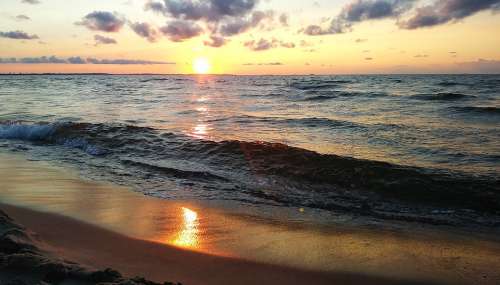 West The Sun Summer Sky Landscape Sea Sunrise