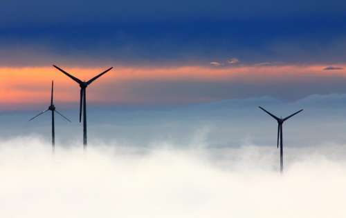 Windräder Wind Power Wind Park Fog Wind Energy