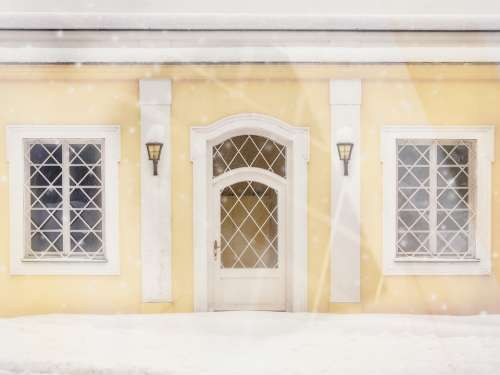 Winter Snow House Input Door Road Wintry White