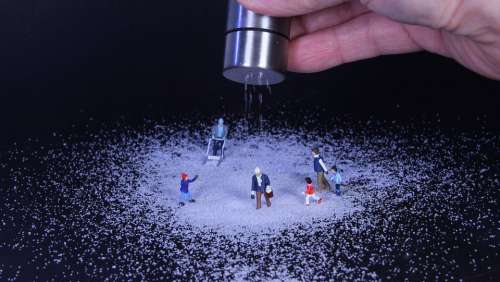 Winter Road Salt Miniature Figures Salt Shaker Snow
