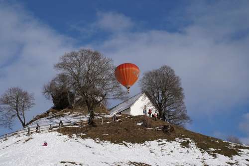 Winter Hotairballoon Airballoon Hill Cold Freshair