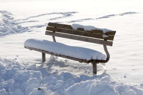 Winter Snow Bench Seat Bank Wintry Snowed In