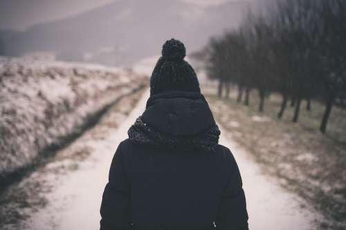Winter Coat Hat Hood Toque People Path Outdoors