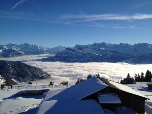 Wintry Mountains Landscape Snow Switzerland