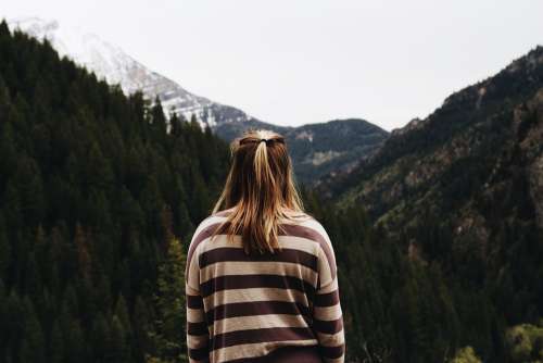 Woman Female Thoughtful Alone Mountain Thinking