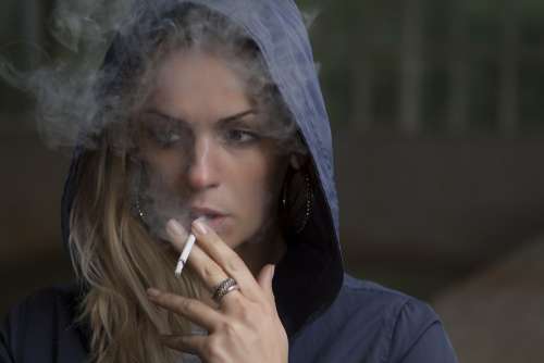 Woman Smoking Cigarette Tobacco Girl Face