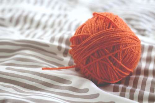 Wool Ball Knitting Craft Hobby Orange Handmade