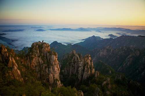 Yellow Mountains Mountain Landscape Chinese Travel