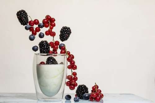 Yogurt Fruits Blackberries Currants