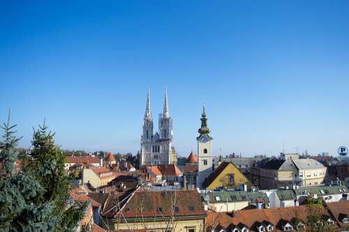 Zagreb Croatia Cathedral City Europe Town