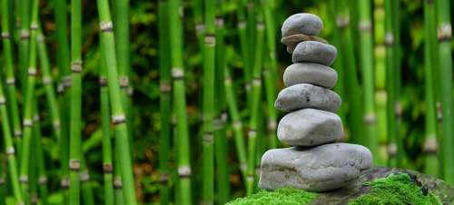 Zen Garden Meditation Monk Stones Bamboo Rest