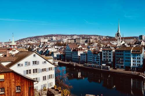 Zurich Switzerland Swiss River Landscape Limit