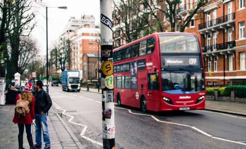 Bus driving through London