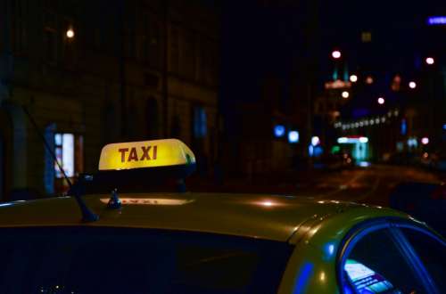 Taxi waiting at night