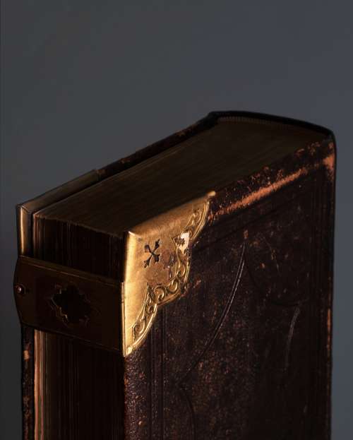 Brass Corners On Leatherbound Book Photo